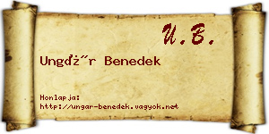 Ungár Benedek névjegykártya